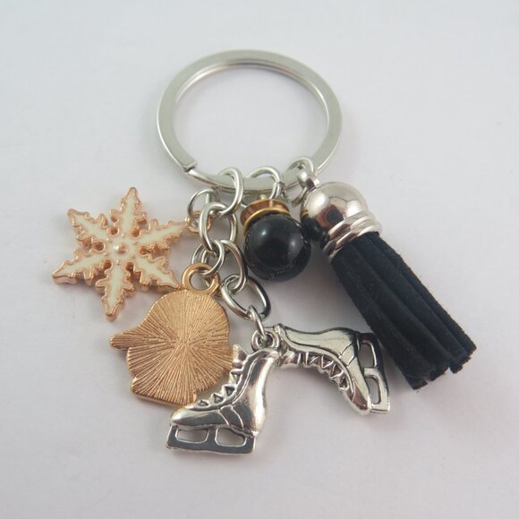 Ice Skating Keychain Winter Lover Gift for Girl or Woman Penguin Snowflake Charm - Picture 4 of 4